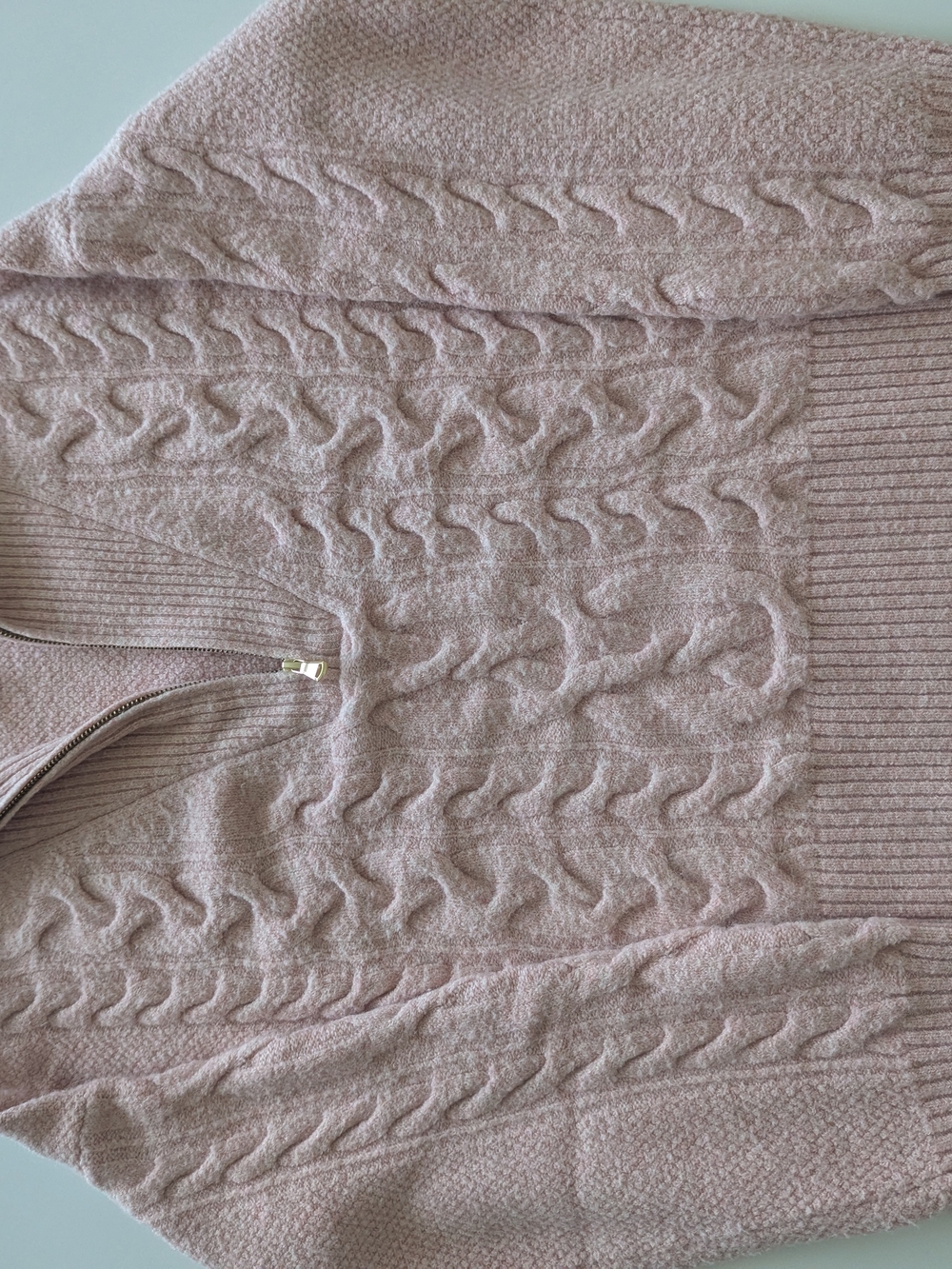 J Crew Cable Knit Half-Zip Sweater - Dusty Pink